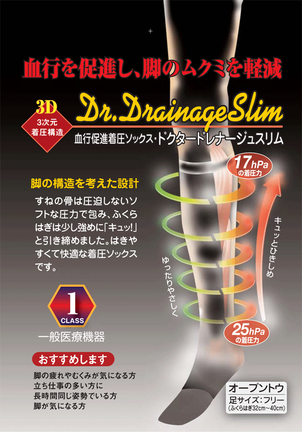 血行促進着圧ソックス ドクタードレナージュスリム　2足組